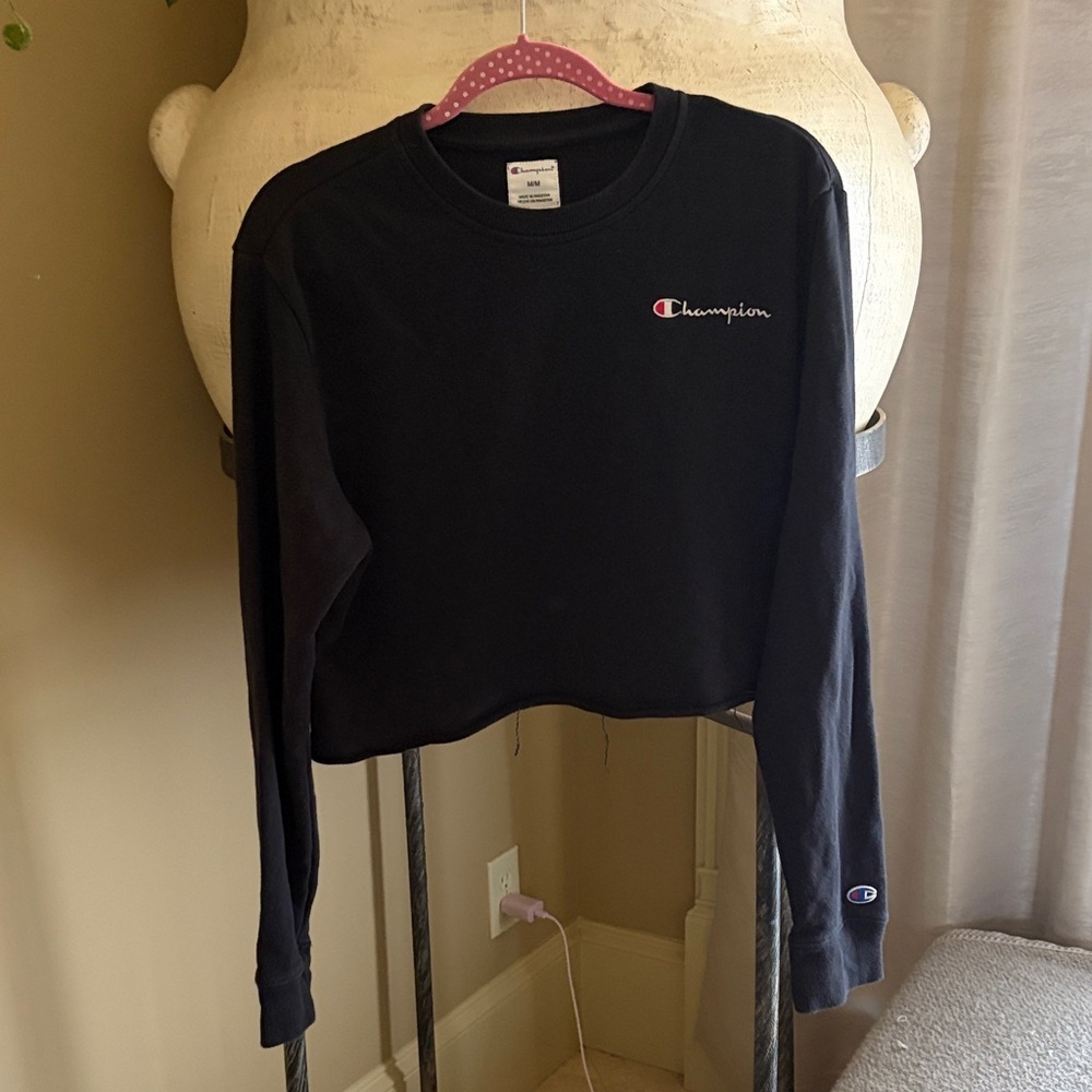 Champion Black Cropped Long Sleeve Shirt